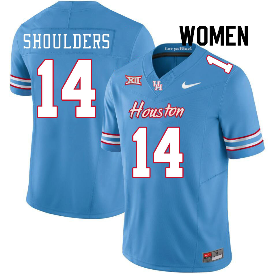 Women #14 Marquis Shoulders Houston Cougars College Football Jerseys Stitched-Oilers